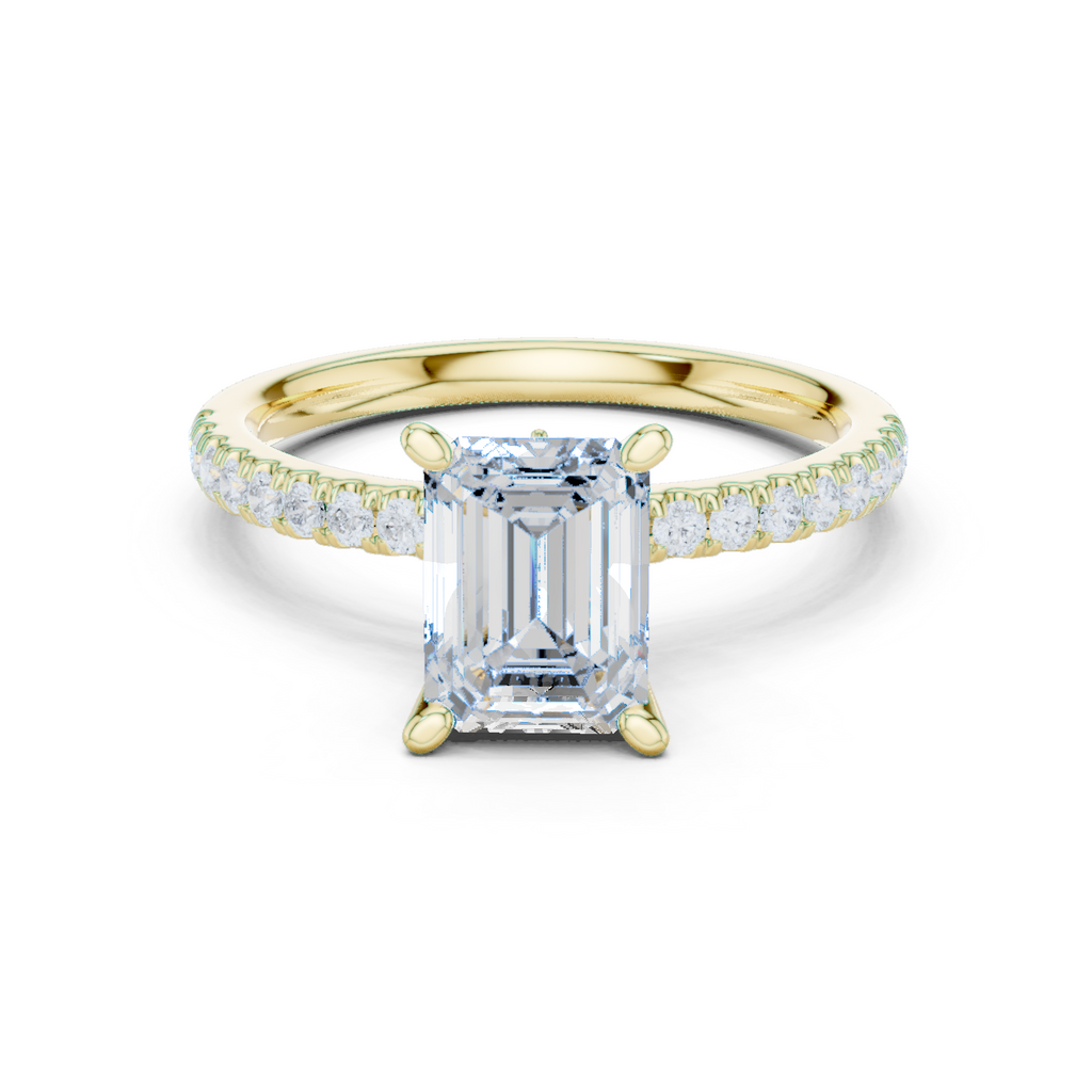 Emerald Cut Marquise Accent Diamond Engagement Ring