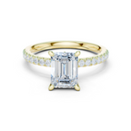 Emerald Cut Marquise Accent Diamond Engagement Ring