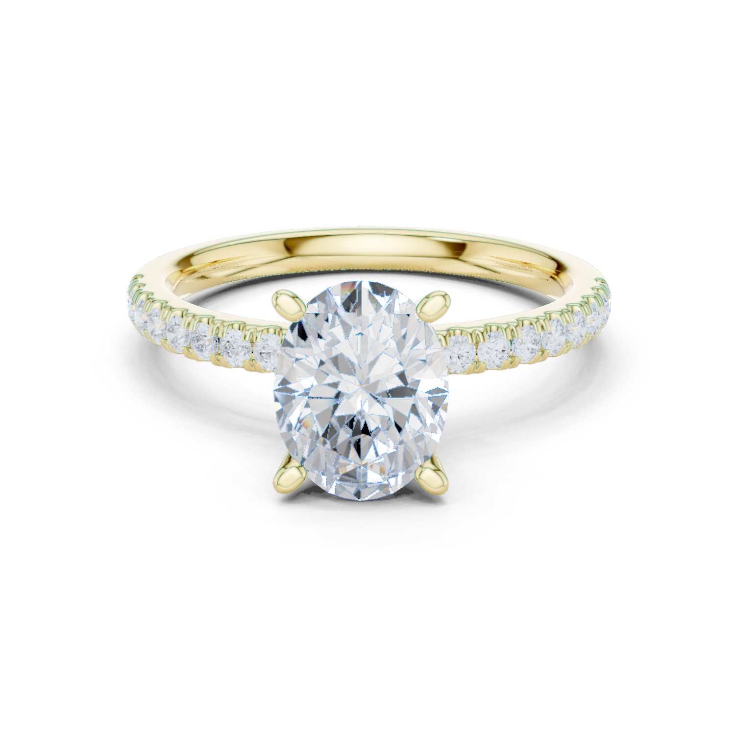 Oval Cut Marquise Accent Diamond Engagement Ring
