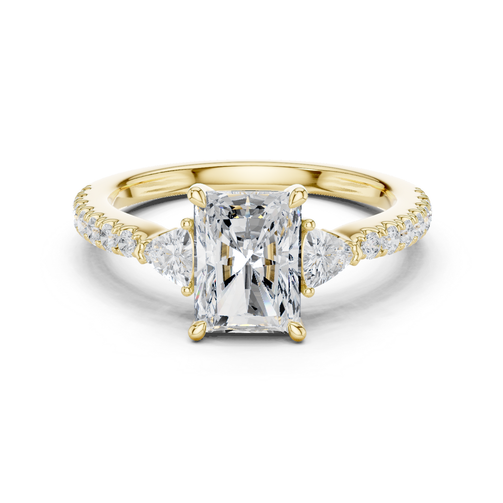 Radiant Cut Three Stone Diamond Engagement Ring