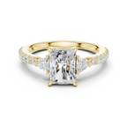 Radiant Cut Three Stone Diamond Engagement Ring