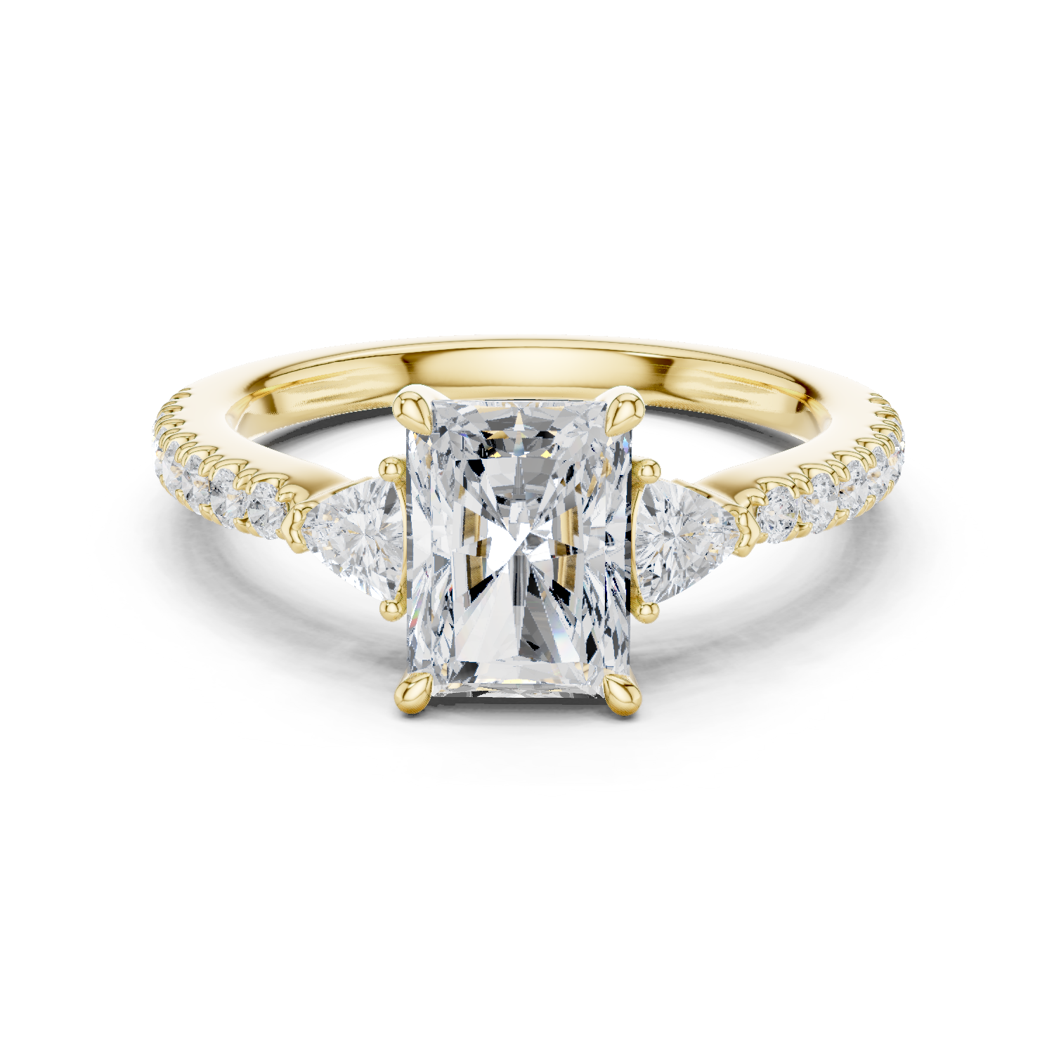 Radiant Cut Three Stone Diamond Engagement Ring
