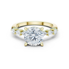 Round Brilliant Diamond Three-Stone Engagement Ring with Pear Side Stones