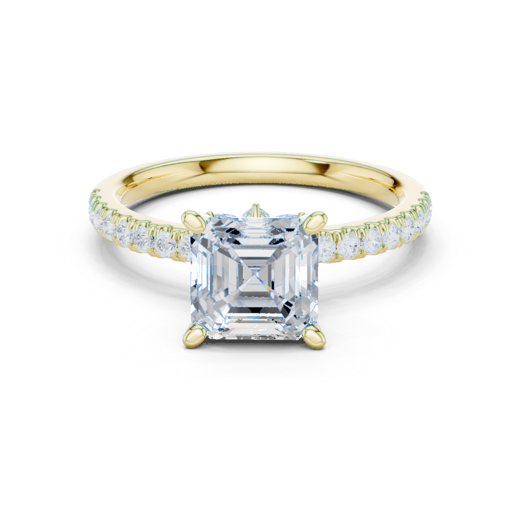 Asscher Cut Marquise Accent Diamond Engagement Ring