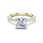 Asscher Cut Marquise Accent Diamond Engagement Ring