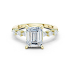 Emerald Cut Diamond Three Stone Engagement Ring with Pear Side Stones