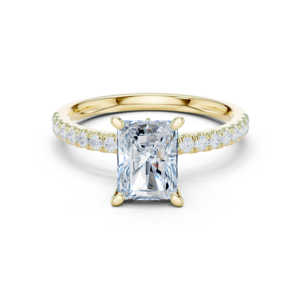 Radiant Cut Marquise Accent Diamond Engagement Ring