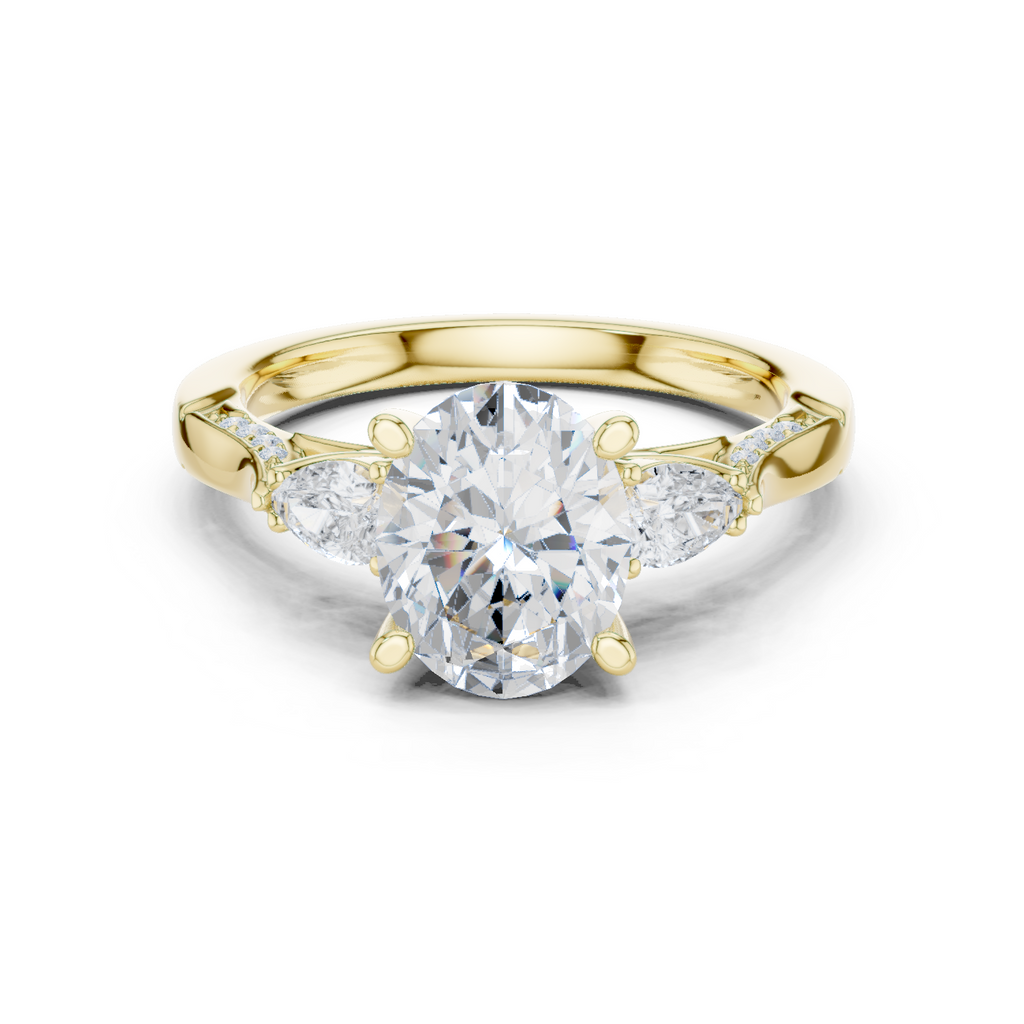 Oval Cut Diamond Three Stone Vintage Engagement Ring
