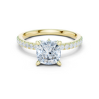 Cushion Cut Marquise Accent Diamond Engagement Ring