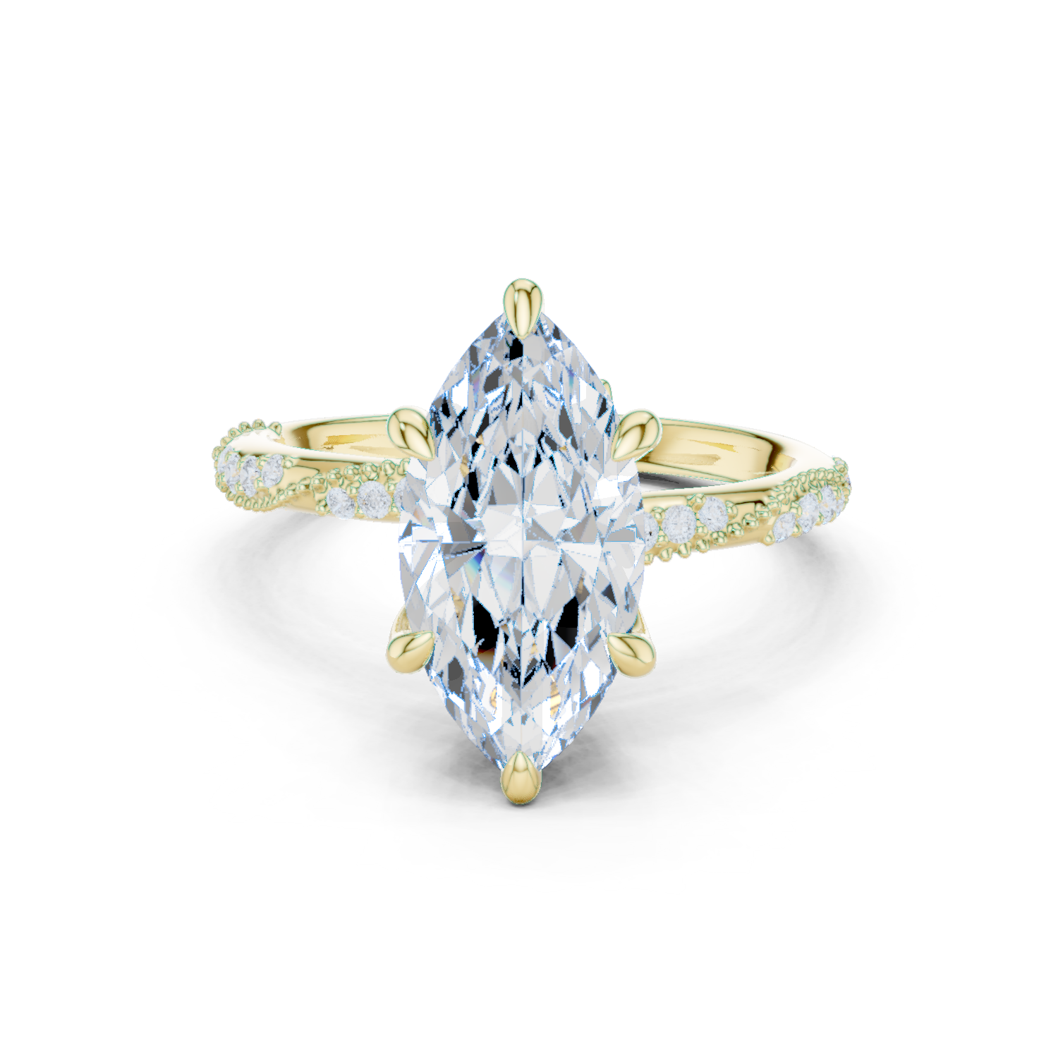 Marquise Cut Diamond Twisted Pavé Engagement Ring