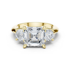 Asscher Cut Three Stone Diamond Engagement Ring