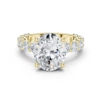 Oval Cut Eternity Diamond Engagement Ring with Double Row Band