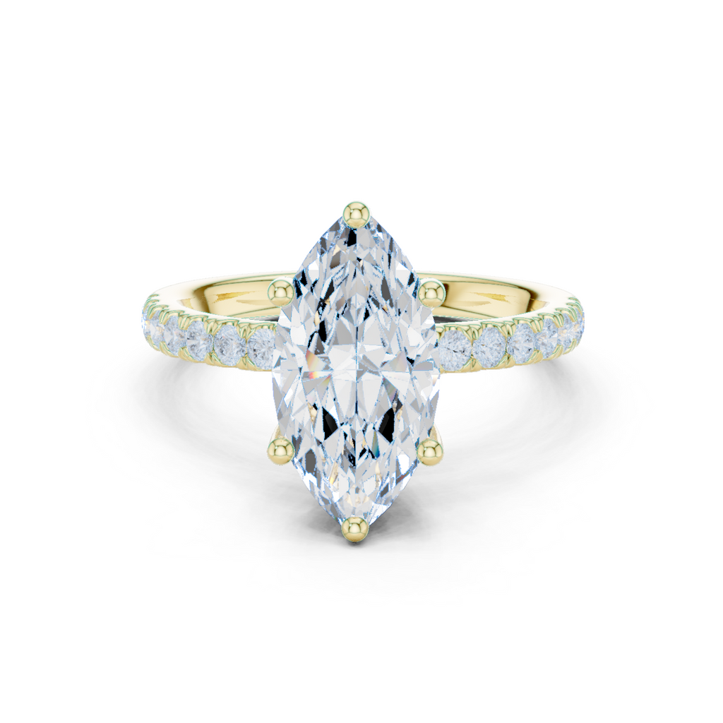 Marquise Cut Hidden Halo Pavé Engagement Ring