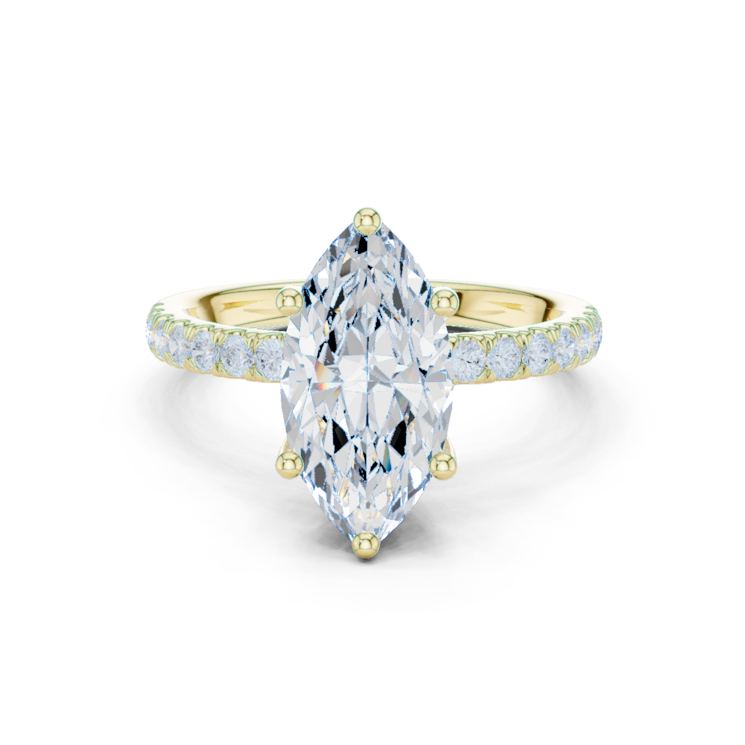 Marquise Cut Hidden Halo Pavé Engagement Ring