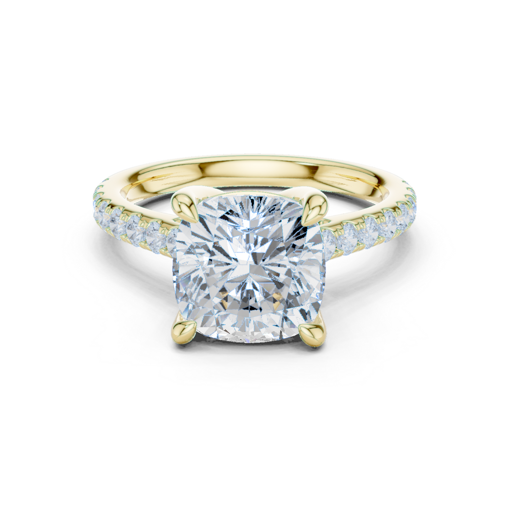 Cushion Cut Hidden Halo Diamond Engagement Ring
