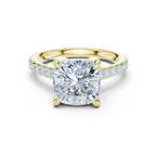 Cushion Cut Hidden Halo Diamond Engagement Ring