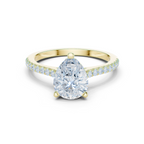 Pear Cut Diamond Pavé Engagement Ring with Hidden Halo