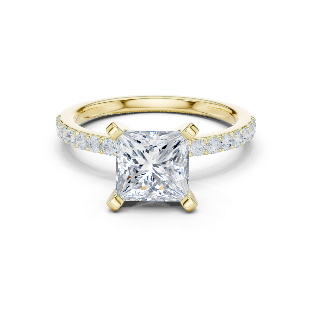 Princess Cut Pavé Diamond Engagement Ring