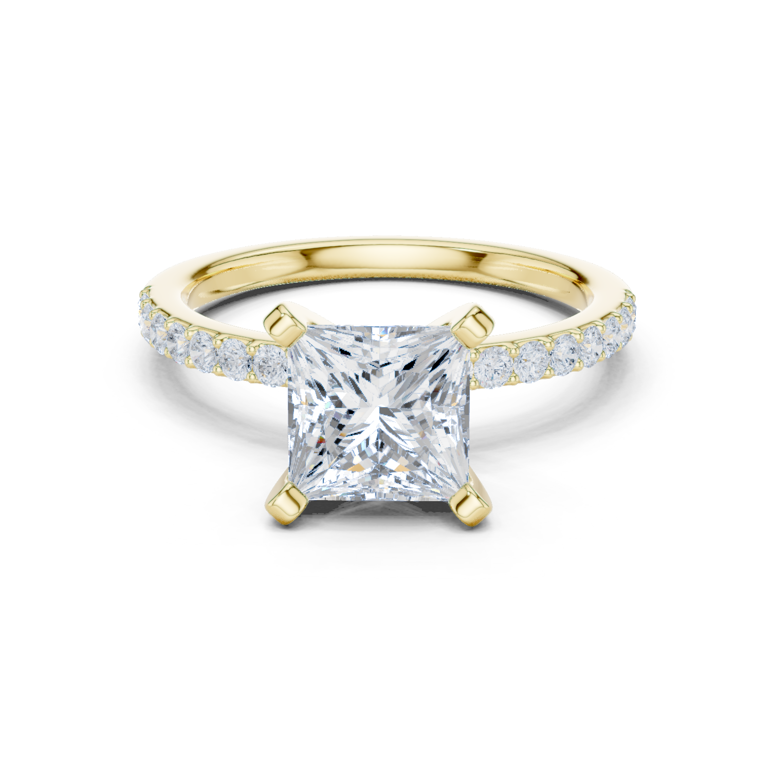 Princess Cut Pavé Diamond Engagement Ring