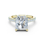 Radiant Cut Diamond Hidden Halo Cathedral Engagement Ring