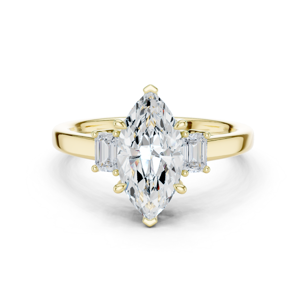 Marquise Cut Three Stone Diamond Engagement Ring