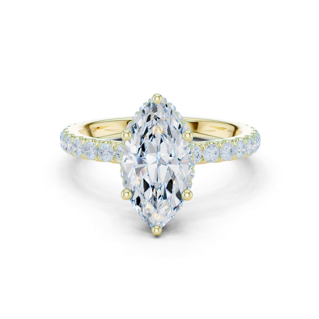 Marquise Cut Diamond Hidden Halo Engagement Ring
