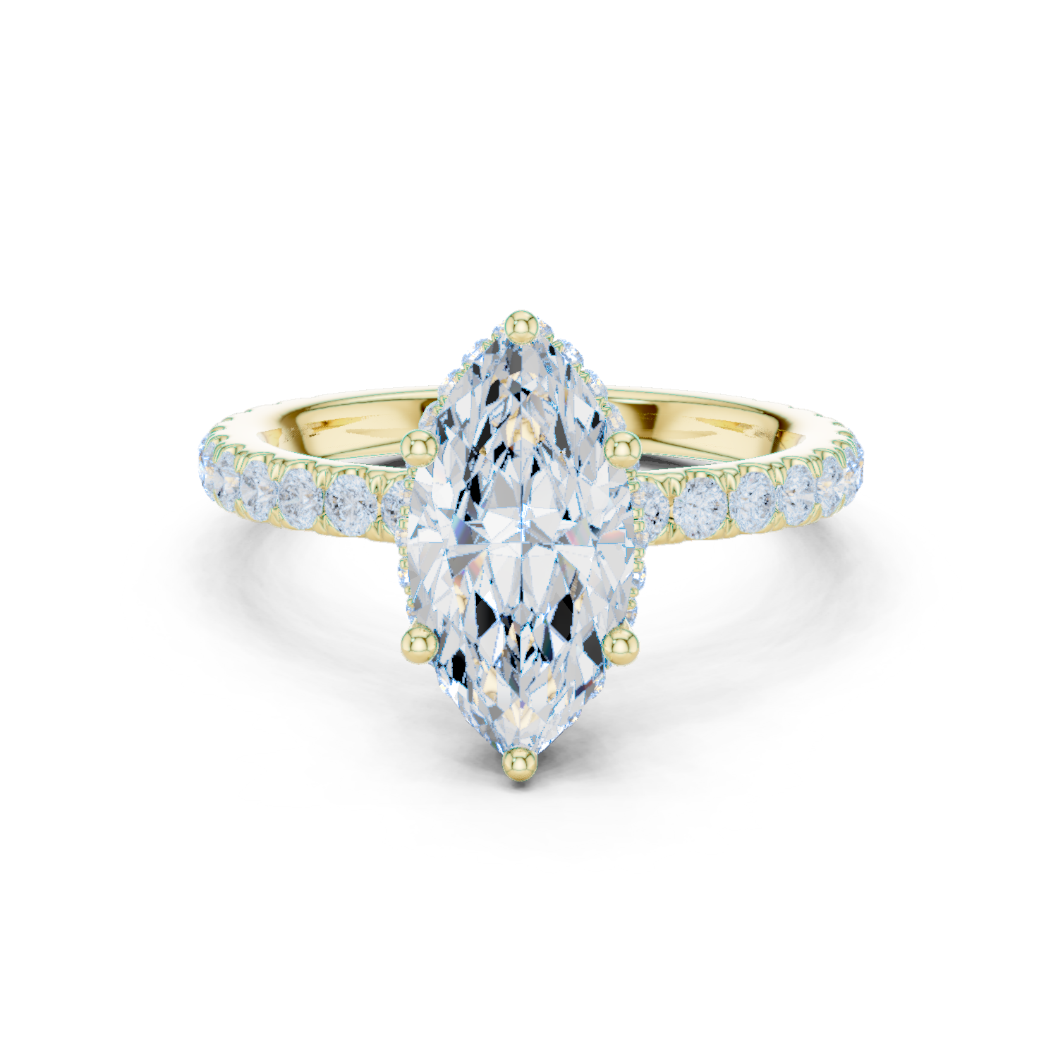 Marquise Cut Diamond Hidden Halo Engagement Ring