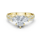 Heart Cut Three Stone Twisted Pavé Diamond Engagement Ring