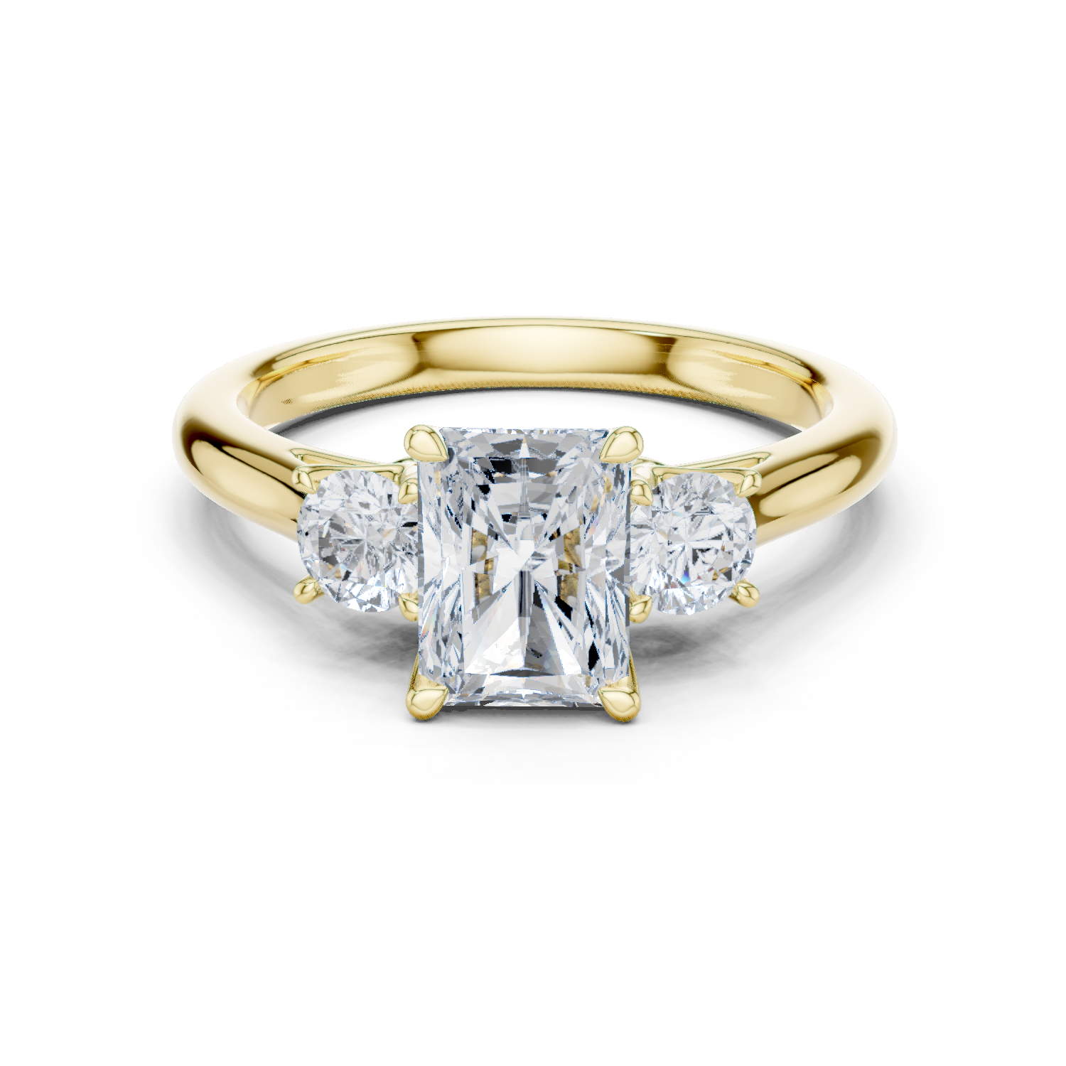 Radiant Cut Three Stone Diamond Engagement Ring