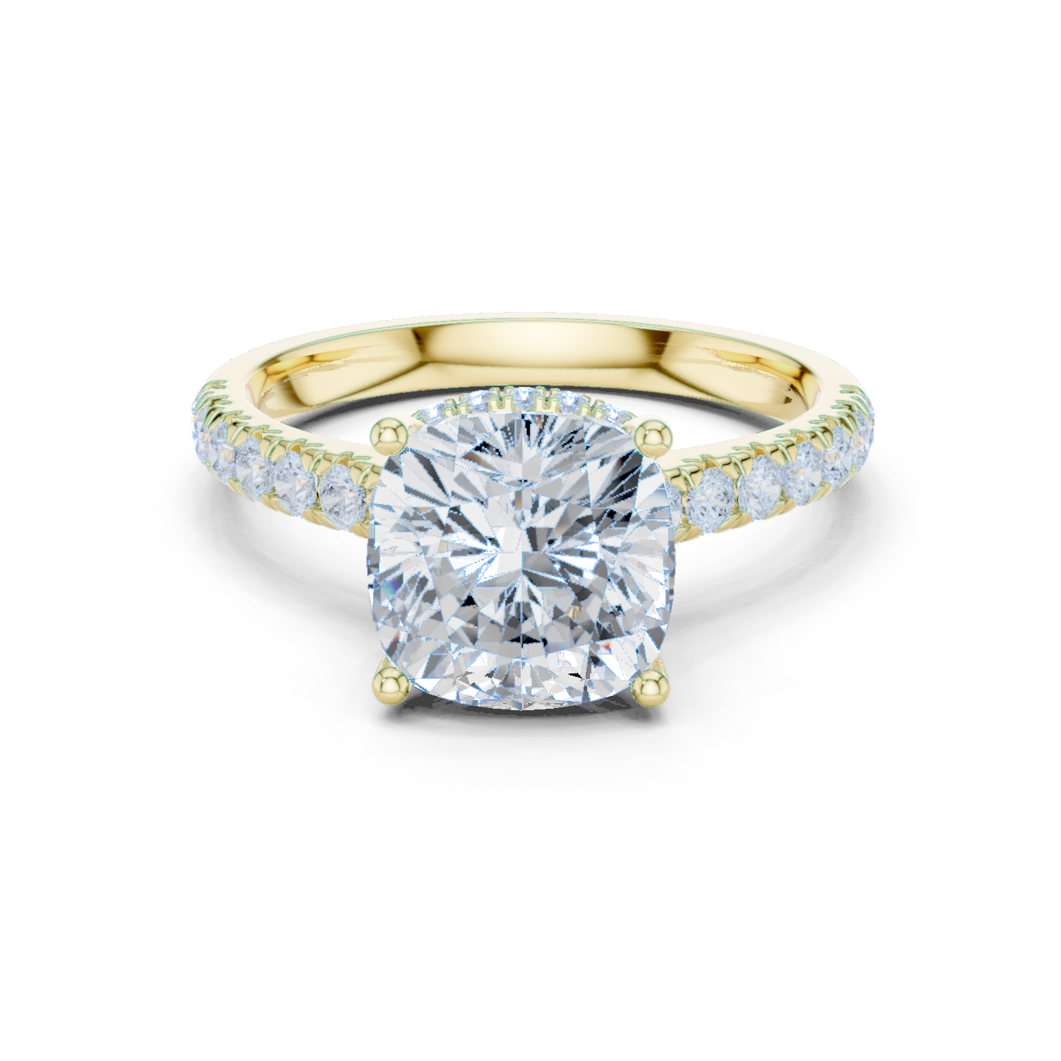 Cushion Cut Hidden Halo Diamond Engagement Ring