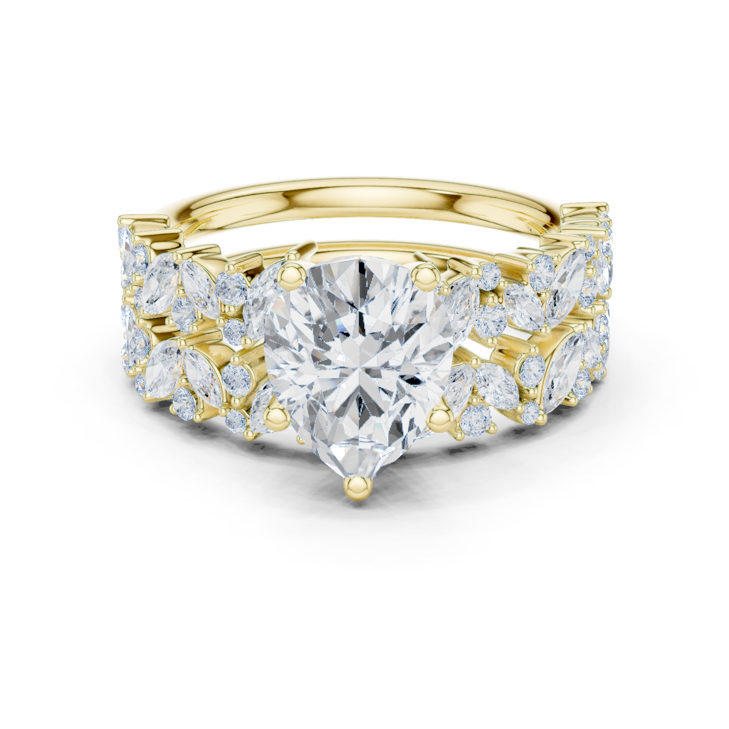 Pear Cut Multi-Row Diamond Statement Ring