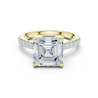 Asscher Cut Diamond Hidden Halo Cathedral Engagement Ring