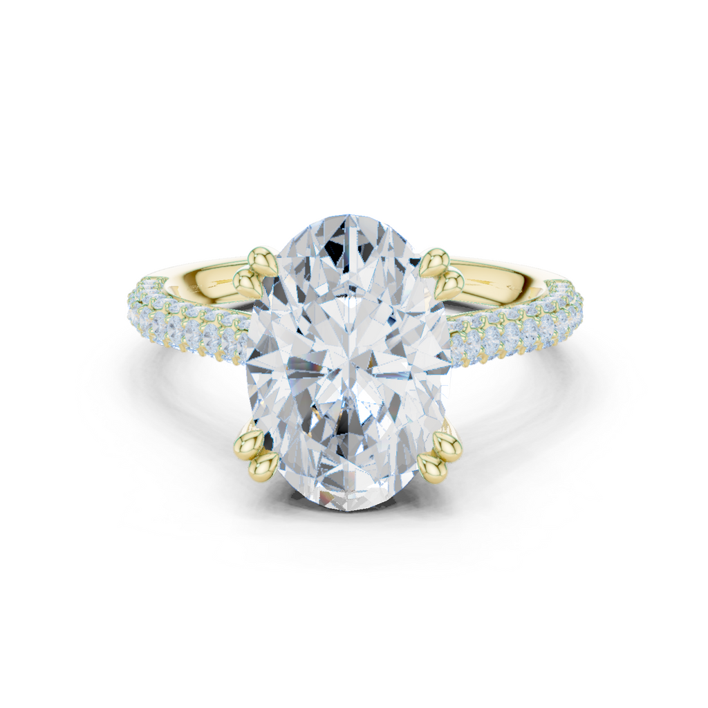 Oval Cut Hidden Halo Double Pavé Diamond Engagement Ring