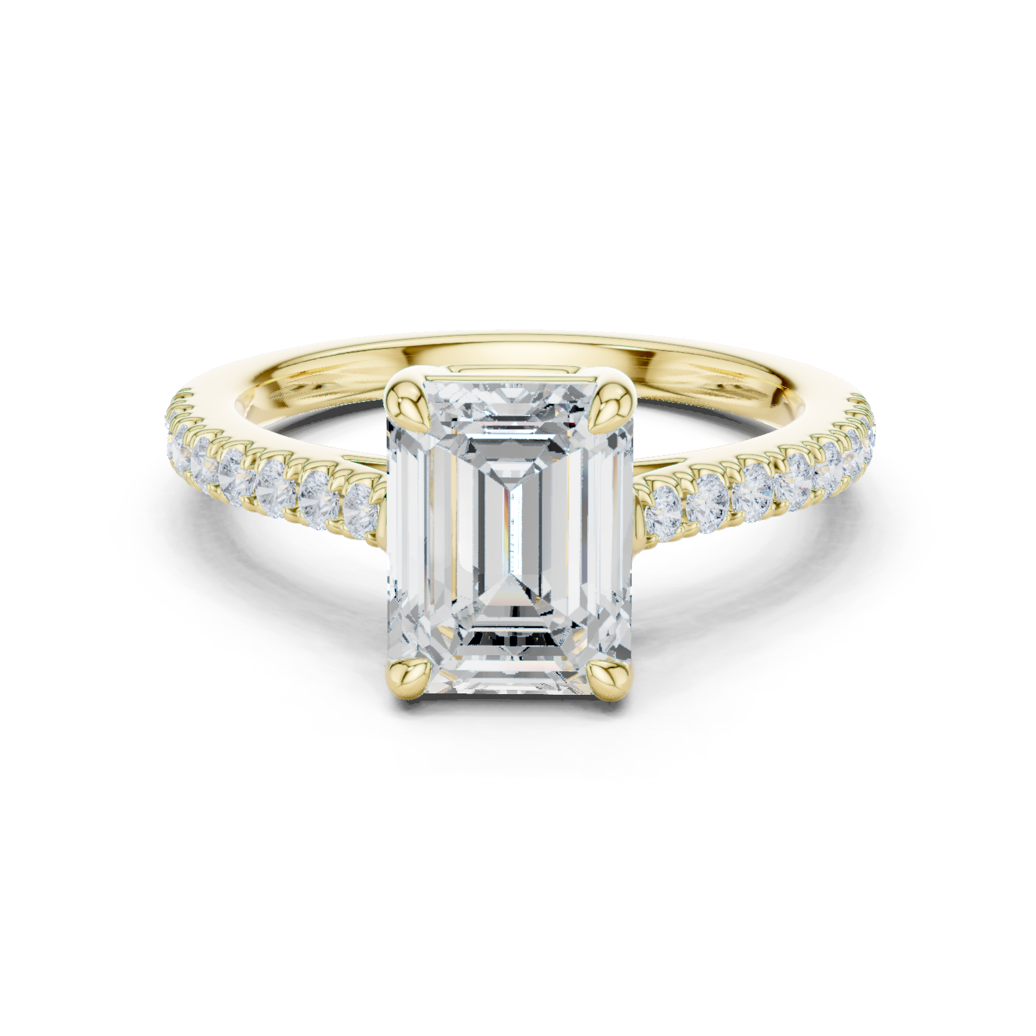 Emerald Cut Pavé Diamond Engagement Ring
