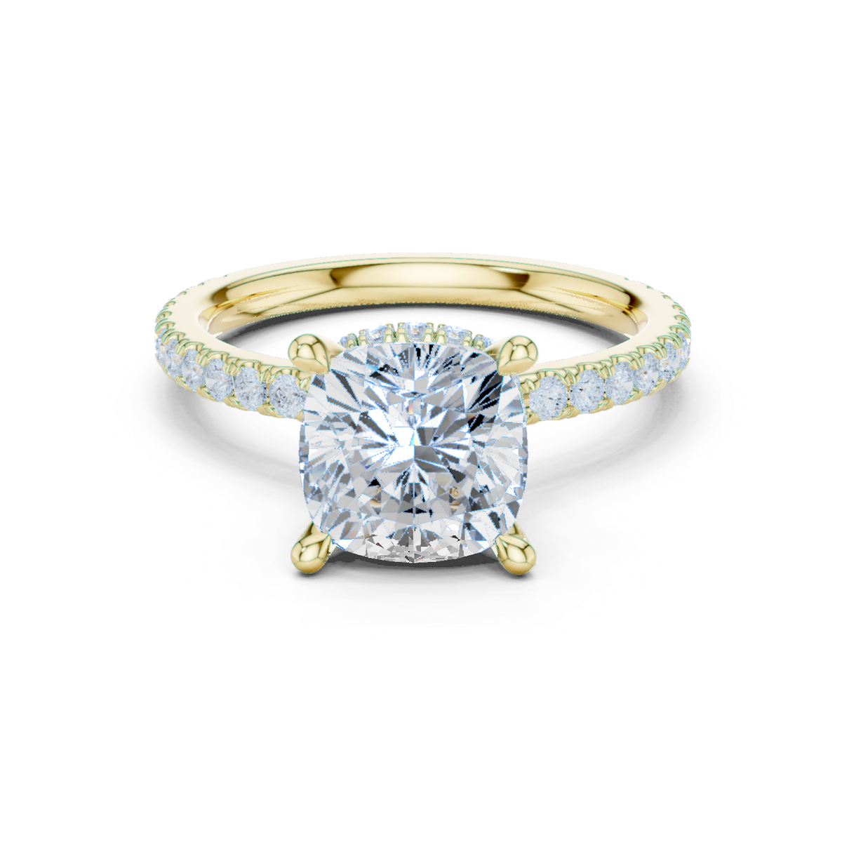 3.73 ct Cushion Cut Diamond Hidden Halo Pavé Engagement Ring – view 11 of 15, lab grown diamond ring | Jewelix Atelier