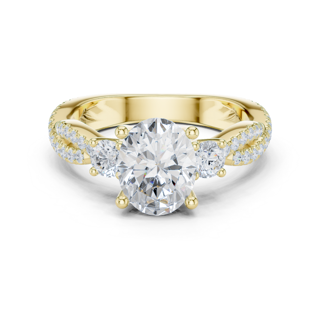 Oval Diamond Twisted Pavé Engagement Ring