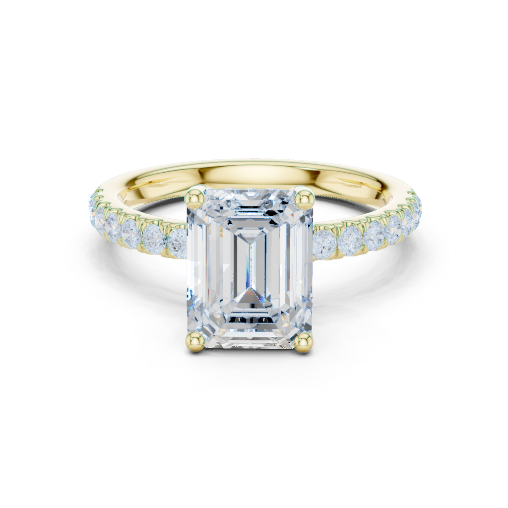 Cushion Cut Hidden Halo Pavé Engagement Ring