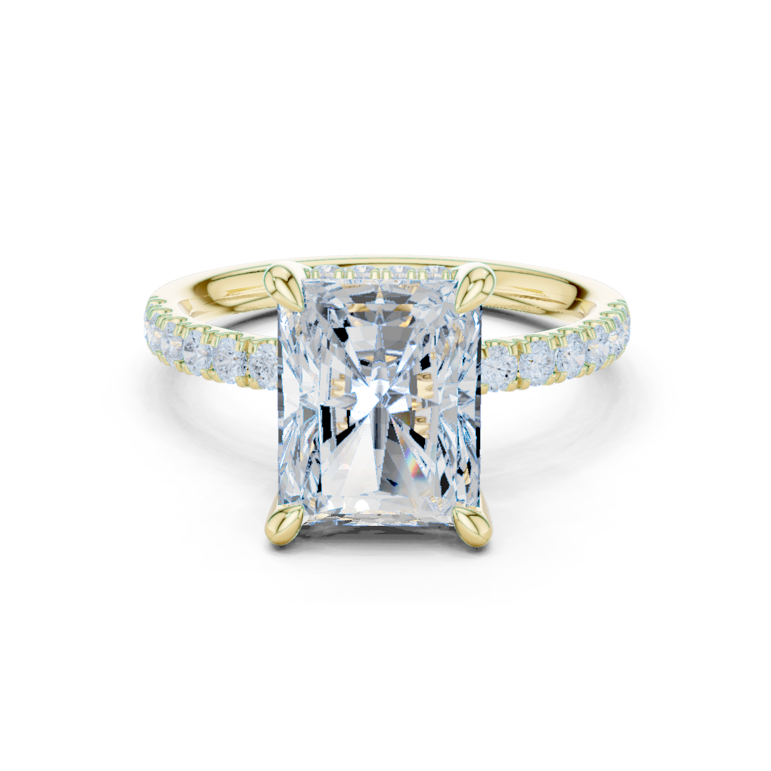 Radiant Cut Hidden Halo Diamond Engagement Ring