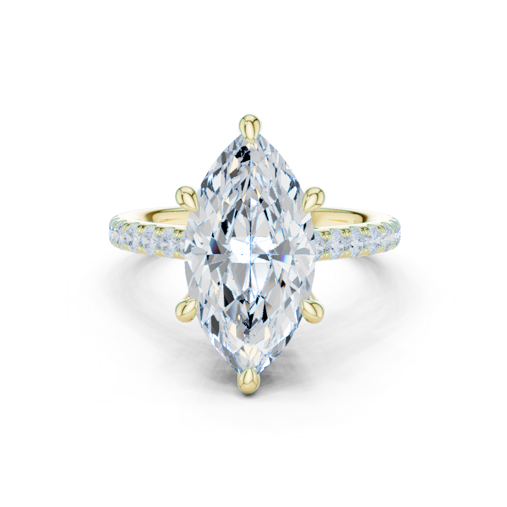 Marquise Cut Hidden Halo Pavé Engagement Ring