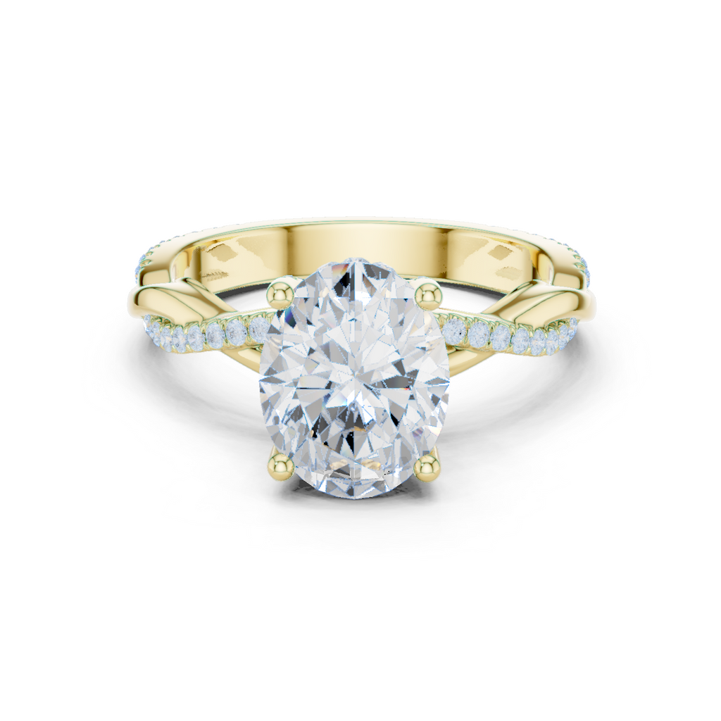 Oval Cut Twisted Pave Diamond Engagement Ring