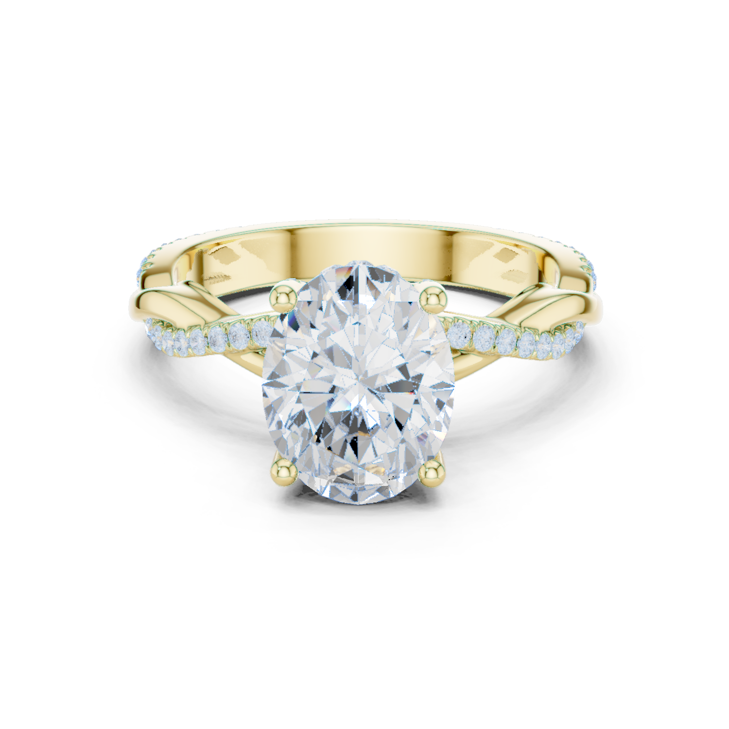 Oval Cut Twisted Pave Diamond Engagement Ring