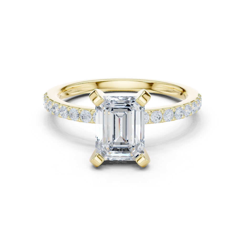 Emerald Cut Pavé Diamond Engagement Ring