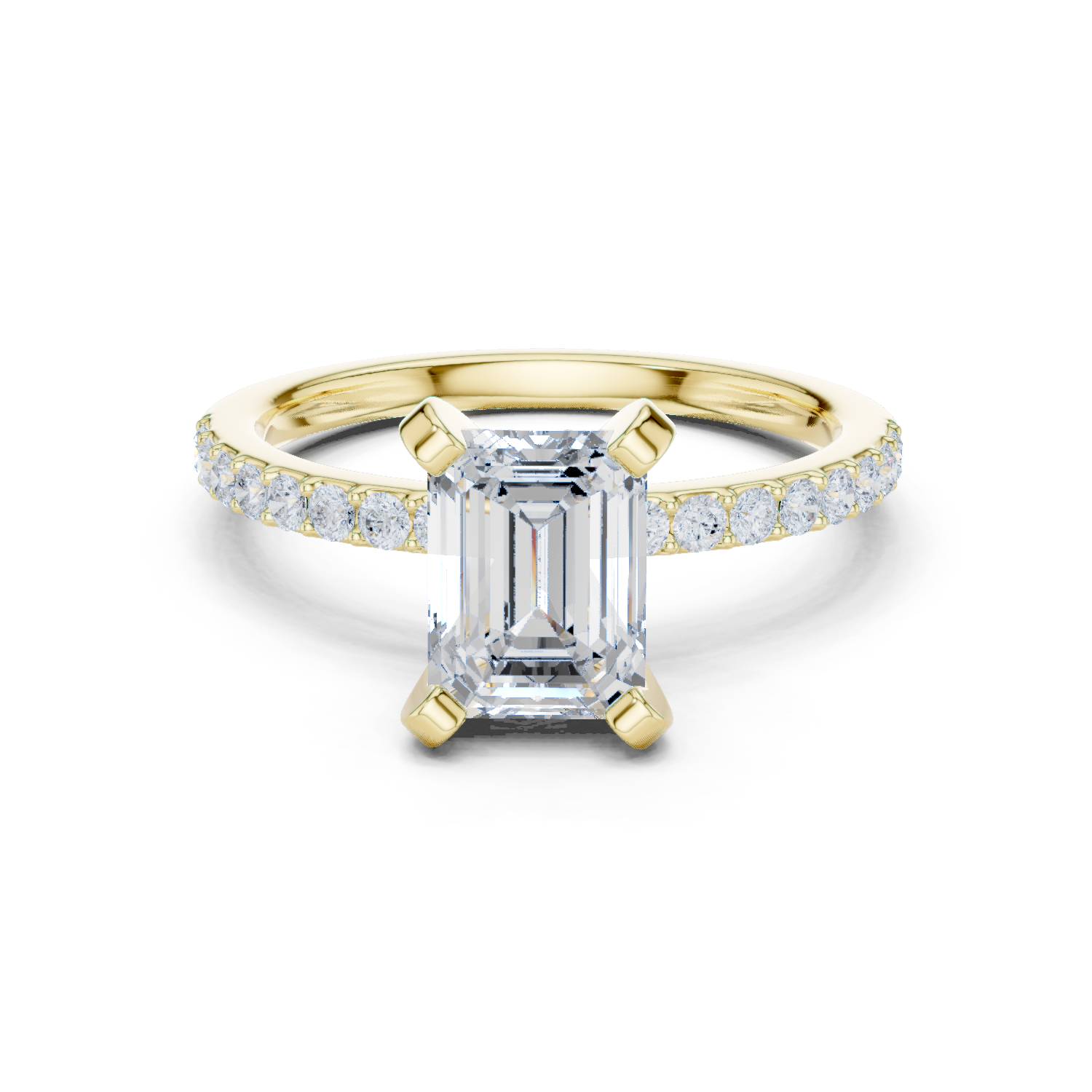 Emerald Cut Pavé Diamond Engagement Ring