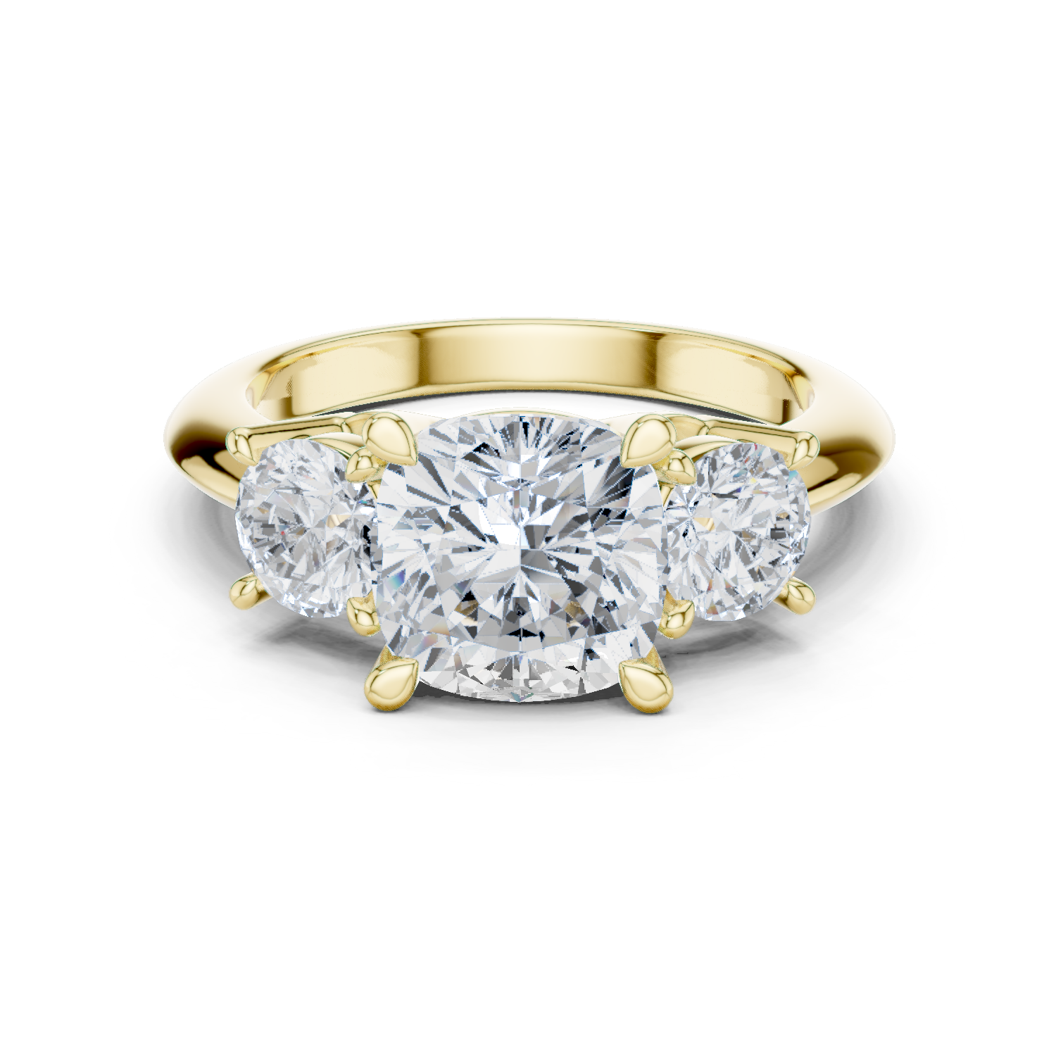 Cushion Cut Three Stone Diamond Engagement Ring