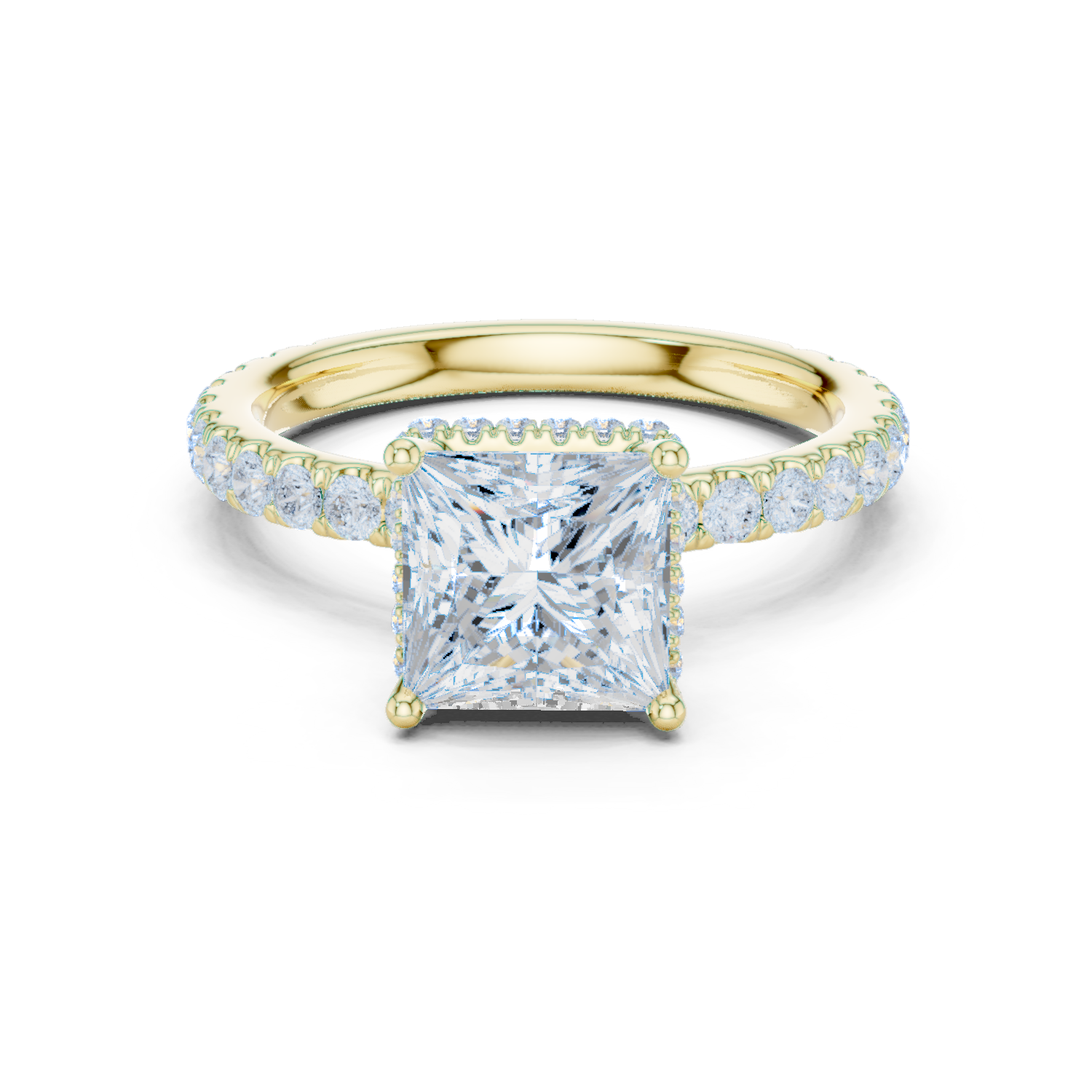 Princess Cut Diamond Hidden Halo Engagement Ring