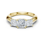Cushion & Princess Three-Stone Diamond Engagement Ring