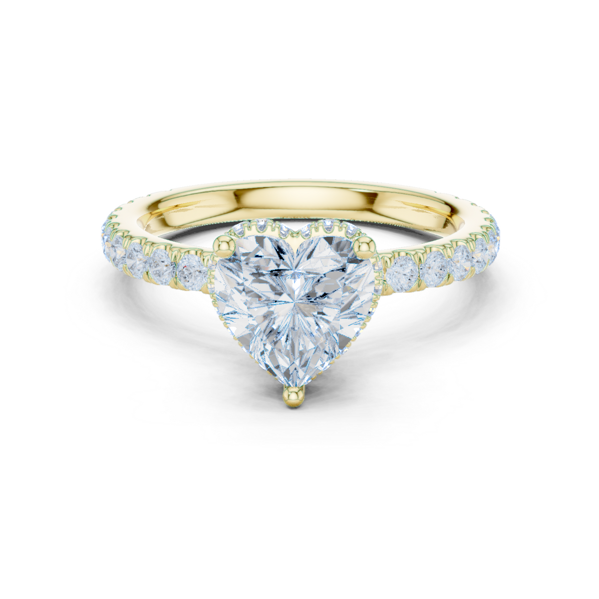 Heart Cut Double Halo Pavé Engagement Ring – view 9 of 12, lab grown diamond ring | Jewelix Atelier