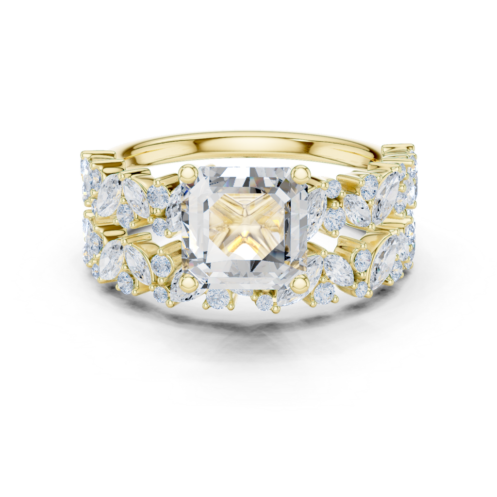 Emerald Cut Multi-Row Marquise Diamond Statement Ring