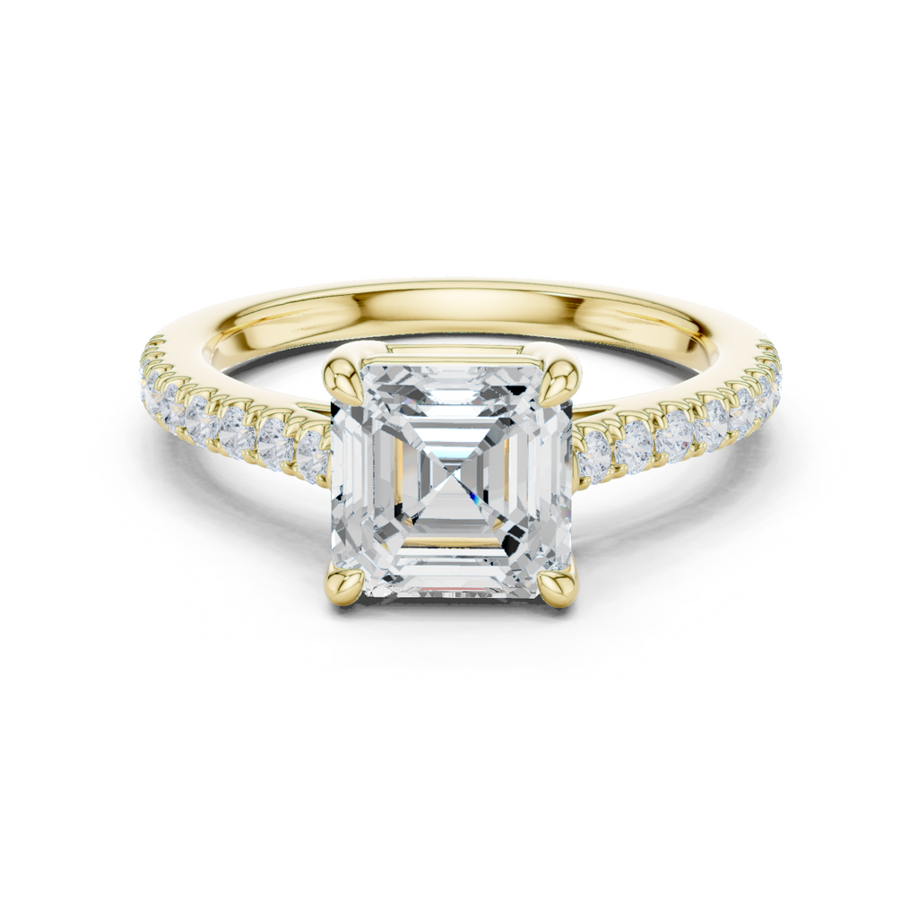 Asscher Cut Pavé Diamond Engagement Ring