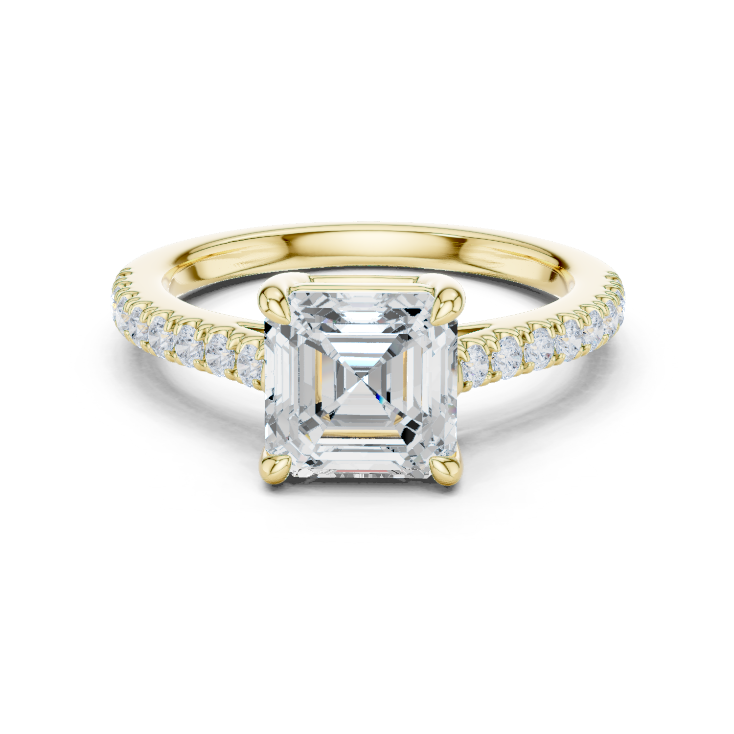 Asscher Cut Pavé Diamond Engagement Ring
